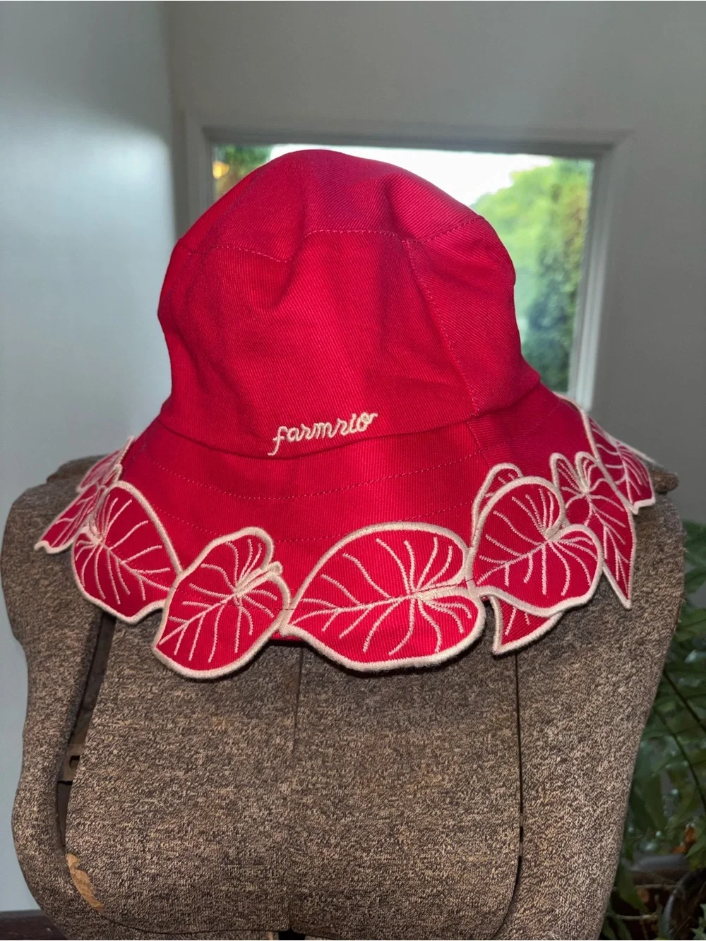 NWT retail $98 size ALL #Anthropologie,#FarmRio. “Leaf Trim Bucket Hat”.
